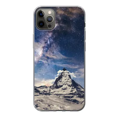 Produktbild von MuchoWow® Handyhülle Schutzhülle Hülle für iPhone 12 Pro Max Berge - Sterne - Universum - Jungen - Mädchen - Kinder Silikon Softcase Handy Hülle - Hartschale