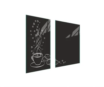 Image de Plaques de recouvrement pour cuisinière 2 pièces 75x52 Couverture pour champ vitrocéramique Verre Planche à découper Café Noir