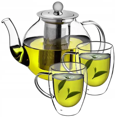 Produktbild von KADAX Hitzebeständige kanne 1l mit teefilter + 2 thermogläser