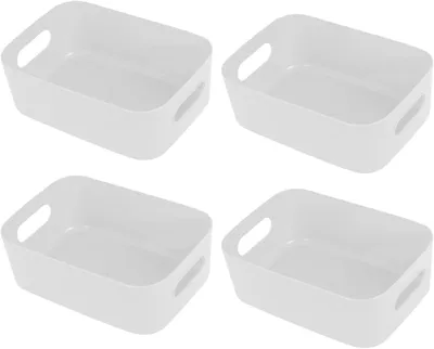 Produktbild von Aufbewahrungsboxen aus Kunststoff, 4er Set, 21 x 14 x 7 cm, für Küche und Bad