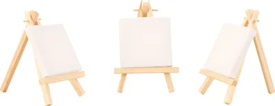 Produktbild von Mini-Leinwand auf Keilrahmen mit Staffelei aus Holz 7x7 cm 24 Stück Perfekt als Platzkarten bei Hoch