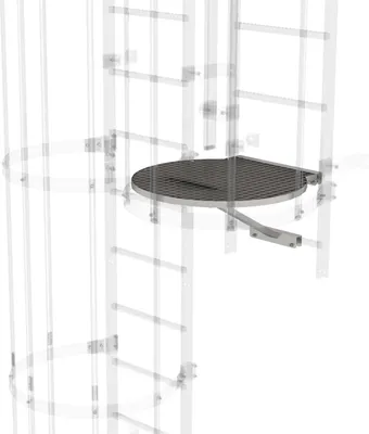 Produktbild von Günzburger Steigtechnik Umsteigeplattform zwischen Leiterzügen Ø 700 mm Edelstahl V2A - 068961