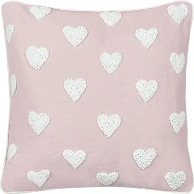 Produktbild von BELIANI Dekokissen Rosa Baumwolle 45 x 45 cm mit Herzen Bestickt Herzmotiv Quadratisch Modern Sofa Bett Sessel Wohnzimmer Schlafzimmer Kinderzimmer