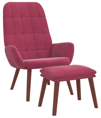 Produktbild von vidaXL Relaxsessel mit Hocker Weinrot Samt