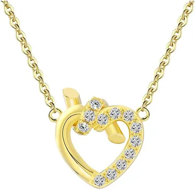 Produktbild von Suzan Gold® 925 Silber Herz-Kette vergoldet für Damen | Zirkonia-Herz mit Knoten-Symbol im Design Heartlink –  hautfreundlicher & wasserfester Schmuck aus echtem Silber | Geschenk für Frauen