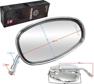 Obrázek produktu pro Zrcátko R+R (průměr závitu 10 mm) stříbrné pro moped Fighter 1 s homologací
