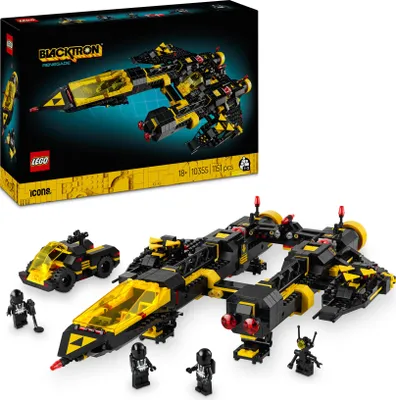 Produktbild von LEGO Icons Blacktron Renegade - Raumschiff Modell mit 3 Minifiguren & 1 Droide - Umbaubar in die 1980er Alienator - Bauset zum Sammeln für Erwachsene - Nostalgische Geschenkidee 10355