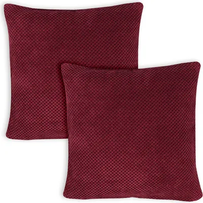 Produktbild von Kissenbezug 2er Set 60x60 cm Rot Dekokissen Kissenhülle Waben Kissen Chenille Webstruktur