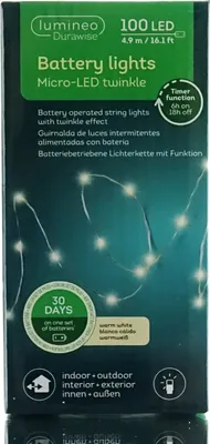 Immagine prodotto di Ghirlanda luminosa Lumineo LED Micro con funzioni di lampeggiamento, 490 cm, 100 luci, bianco caldo