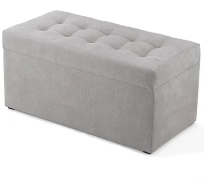 Produktbild von MG Design Polsterhocker Grau 45x90 cm - Stauraum 100L, bis 300 kg, stabil & pflegeleicht, für Wohnzimmer, Schlafzimmer & Flur