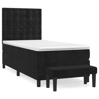 Produktbild von vidaXL Boxspringbett mit Matratze Schwarz 90x190 cm Samt