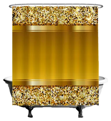Produktbild von Duschvorhang - Gold Glitter Glamour Luxus Party - 180 x 200 cm – Anti-Schimmel – Waschbar – Wasserdicht – mit 12 Ringen – Gelb