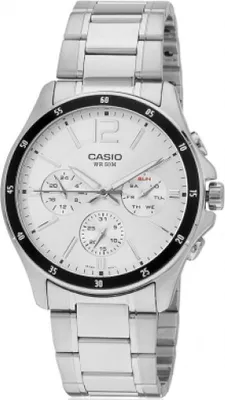 A close-up studio shot of a men's Casio watch.