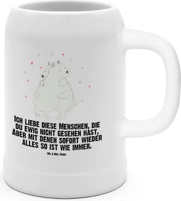 Produktbild von Mr. & Mrs. Panda Bier Seidel Eisbär Umarmen - Weiß - Geschenk, Steinkrug, Krug, Humpen, Bierhumpen, Gute Laune