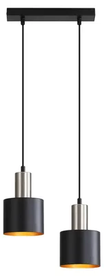 Image de ZMH Lampe suspendue table à manger E27 Lampe de cuisine suspendue 2 flammes Lampe de salle à manger noire or Lampe à suspendre cuisine îlot Sans ampoules