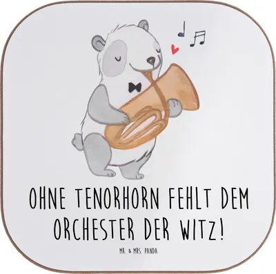 Produktbild von Mr. & Mrs. Panda Tischuntersetzer Tenorhorn Witz - Weiß - Geschenk, Untersetzer für Gläser, Musiker, Brassband, Instrument, Getränkeuntersetzer, Lernen, Musik, Coaster
