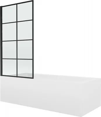 Produktbild von Mexen Vega Rechteckbadewanne 170 x 70 cm mit Verkleidung und 1-flügliger Duschabtrennung 70 cm, Schwarzes Design - 550117070X930