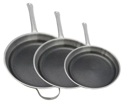 Produktbild von Pfannen-Set, 3 Stück, 24, 28 und 32 cm, Edelstahl 18-10, Antihaftbeschichtung, ohne