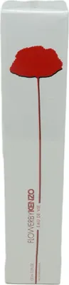 A product shot of a perfume bottle box with a red poppy illustration.
