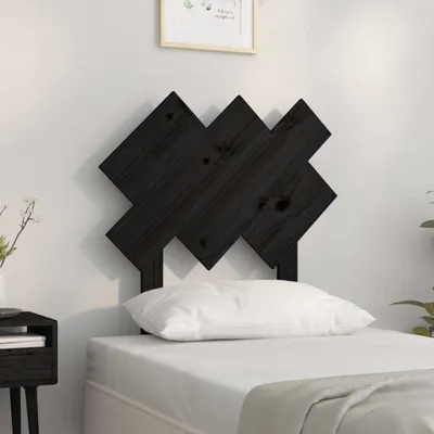 Produktbild von The Living Store Kopfteil Schwarz 72,5x3x81 cm Massivholz Kiefer