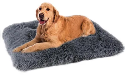 Image de Lit pour chien, lavable, en peluche, doux, gris foncé, 122x83 cm