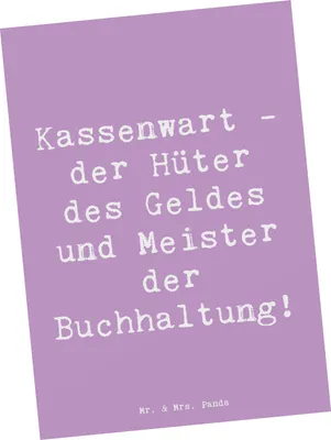 Produktbild von Mr. & Mrs. Panda Postkarte Spruch Kassenwart Meister - Lavendeltraum - Geschenk, Einnahmen, Berufsleben, Berufsalltag, Engagement, Präzision, Ansichtskarten, Postkarten
