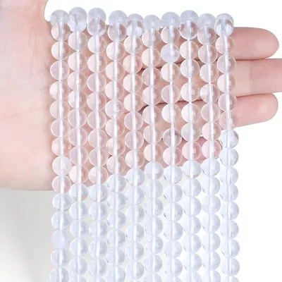 Immagine prodotto di 100 perline di quarzo bianco, 6 mm, perle naturali da infilare
