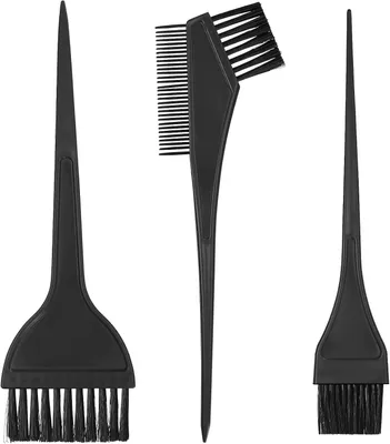 Produktbild von Set mit 3 Haarfärbepinseln und Haarfärbekämmen für die Anwendung zu Hause oder im Salon