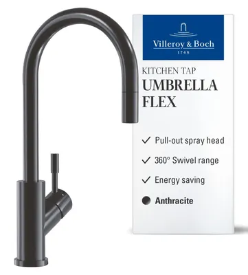 Obrázek produktu pro Kuchyňská baterie UMBRELLA FLEX s výsuvnou výlevkou, barva antracit