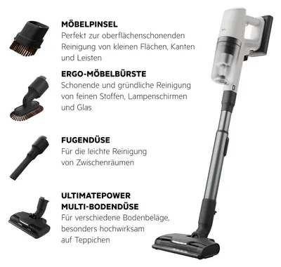 Produktbild von AEG AP82UB25SH, Stabstaubsauger, Beutellos, Weiß, Aluminium, Trocken, Zyklonal