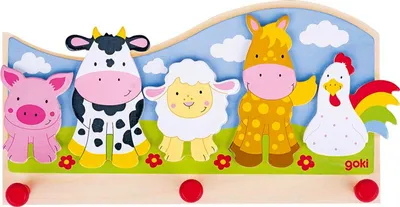 Produktbild von goki 60848 Garderobe Tiere auf dem Bauernhof, bunt (1 Stück)