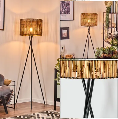 Produktbild von Obenetto Stehlampe aus Metall/Bambus in Schwarz/Natur