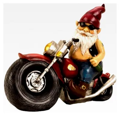 Produktbild von Gartenzwerg auf Motorrad für den Garten, Dekoration für die Terrasse, Deko für den Balkon