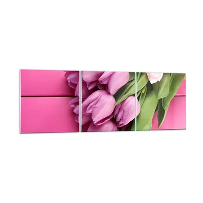 Produktbild von Bilder auf glas - Tulpen Blumenstrauß Garten - 150x50cm - Glasbilder - Wandbilder - Kunstdruck - zum Aufhängen bereit - Wanddekoration aus Glas - Glas Bilder - Wandbild auf Glas - GCA150x50-2722