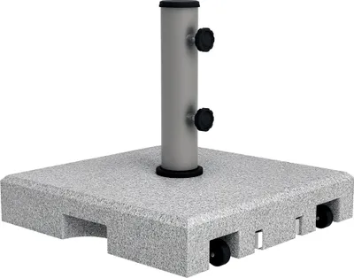 Image de Outsunny Pied de parasol - Base de lestage en granit carršŠ pour m?t ?32 ?38 ?48 mm 28kg socle avec 2 roulettes, poignšŠe ršŠtractable - dim. 41L x 41l x 37,5H cm