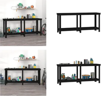 Produktbild von vidaXL Werkbank Schwarz 180x50x80 cm Massivholz Kiefer - Werkbank - Werkbänke - Lagerbank - Garagenarbeitstisch