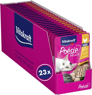 Produktbild von Vitakraft Poésie® Délice mit Huhn in Sauce, Adult, Huhn, 85 g, Getreidefrei, Ohne künstliche Farbstoffe