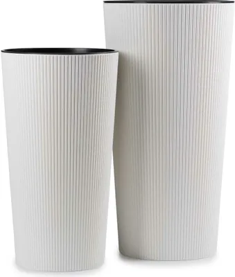 Produktbild von HowHomely | Pflanzkübel, Set aus 2 Blumentöpfen, Pflanztopf Weiß - 57 & 46 cm - Blumentrog, Blumentopf, Hohe Töpfe