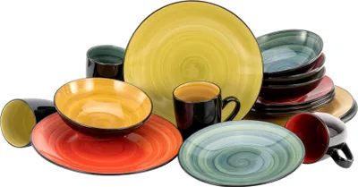 Produktbild von CreaTable, 20210, Samoa Bunt, Kombiservice 16-tlg, Steinzeug