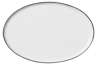 Immagine prodotto di Piatto da portata ovale Broste Copenhagen, 20 x 30 cm, bianco con bordo nero