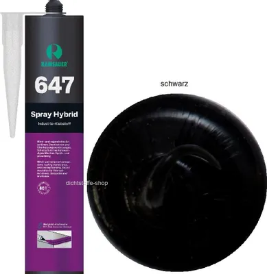 Produktbild von Ramsauer 647 Spray Hybrid Klebstoff 435g Kartusche schwarz Sprühkleber