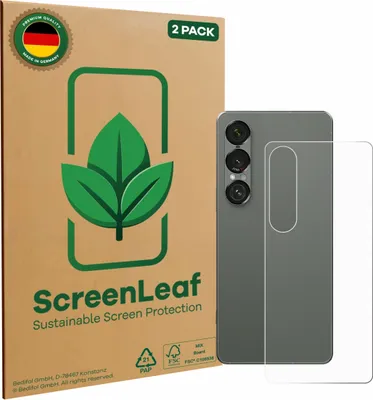 Produktbild von 2x ScreenLeaf Schutzfolie für Sony Xperia 1 VII (Rückseite) nachhaltiger Displayschutz Display Schutz Folie Klar Transparent