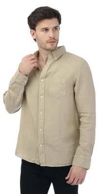 Productafbeelding van Gant - Herenhemd, effen gekleurd, linnen, regular pasvorm, model GT25395 (4XL) (beige)