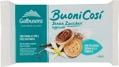 Produktbild von 6x Galbusera Buoni così Con Crema Vaniglia Butterkeks mit Vanillecreme 160 gr
