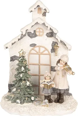 Image de Clayre & Eef 6PR5371 Décoration « Enfant avec sapin de Noël » à LED, 16 x 9 x 21 cm