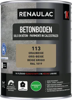 Produktbild von RENAULAC Betonbodenfarbe seidenmatt grau-beige 1 l