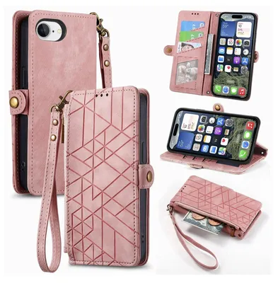 Immagine prodotto di Custodia per Apple iPhone 17e  16e in Pelle finta, tipo portafoglio a libro con cinturino, rosa