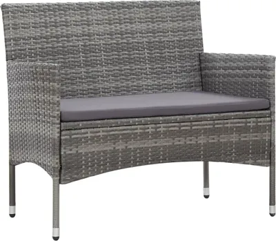 Produktbild von vidaXL 4-tlg. Garten-Lounge-Set mit Auflagen Poly Rattan Grau