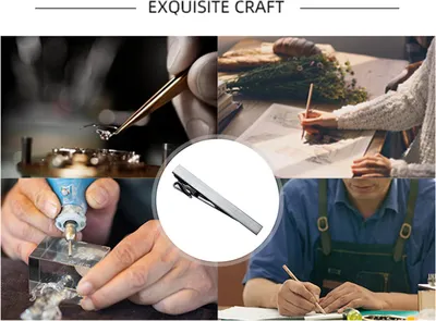 Image de Cravate pour homme, T?te plate Simple et Cuivr?eClipelektroplieren, Polissant Non Allergique Col Clip Accessoire de Cravate de Costume avec ?l?gant (Rayure Noire)