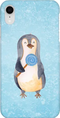 Produktbild von Mr. & Mrs. Panda Iphone XR Handyhülle Pinguin Lolli - Eisblau - Geschenk, Spruch, Heißhunger, Pinguine, Handy Case, Süßigkeiten, Premium Kunststoff, Naschen